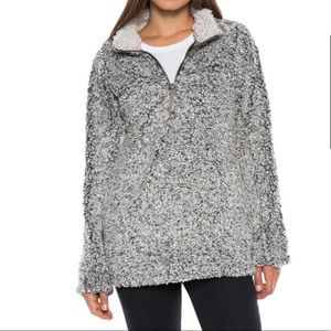 Womens Small Quarter Zip Faux Fur Sweater